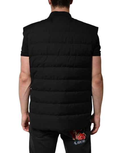 Dolce & Gabbana Black Sleeveless Parka Logo Plaque Jacket