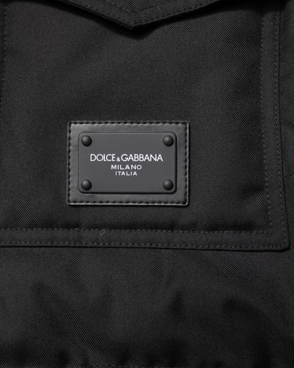 Dolce & Gabbana Black Sleeveless Parka Logo Plaque Jacket