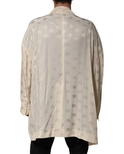 Dolce & Gabbana Beige Polyester Logo Monogram Coat Jacket