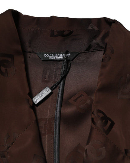 Dolce & Gabbana Brown Polyester Logo Monogram Coat Jacket