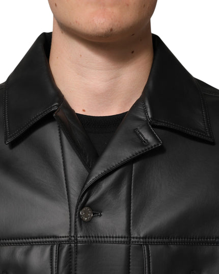 Dolce & Gabbana Black Polyester Button Down Biker Jacket