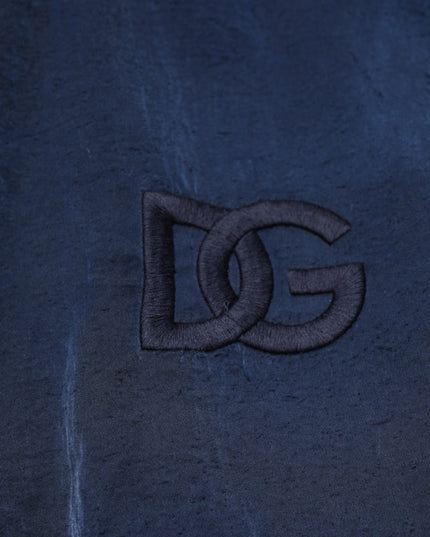 Dolce & Gabbana Blue Nylon DG Embroidery Men Bomber Jacket