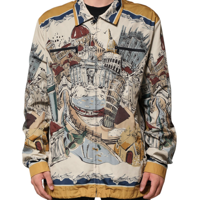 Dolce & Gabbana Multicolor Italian Motif Men Bomber Jacket
