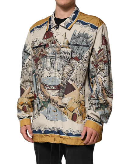 Dolce & Gabbana Multicolor Italian Motif Men Bomber Jacket