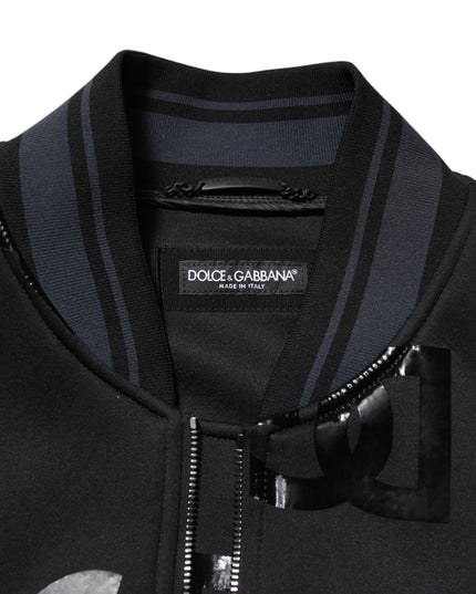 Dolce & Gabbana Black Wool Logo DG Mania Men Bomber Jacket