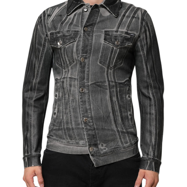 Dolce & Gabbana Gray Washed Cotton Stretch Denim Jacket