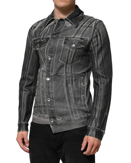 Dolce & Gabbana Gray Washed Cotton Stretch Denim Jacket