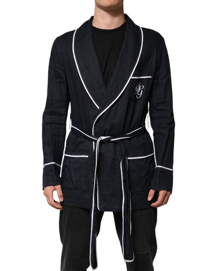 Dolce & Gabbana Dark Blue DG Embroidery Jacket Robe Blazer