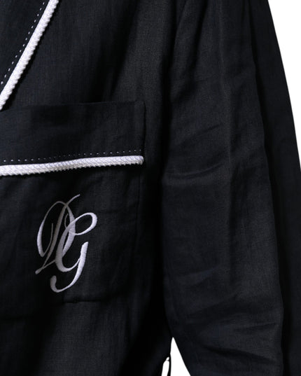Dolce & Gabbana Dark Blue DG Embroidery Jacket Robe Blazer