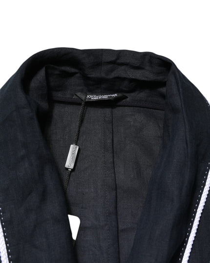 Dolce & Gabbana Dark Blue DG Embroidery Jacket Robe Blazer