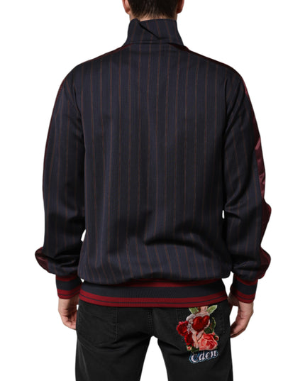 Dolce & Gabbana Blue Red Striped Logo Plaque Full Zip Jacket