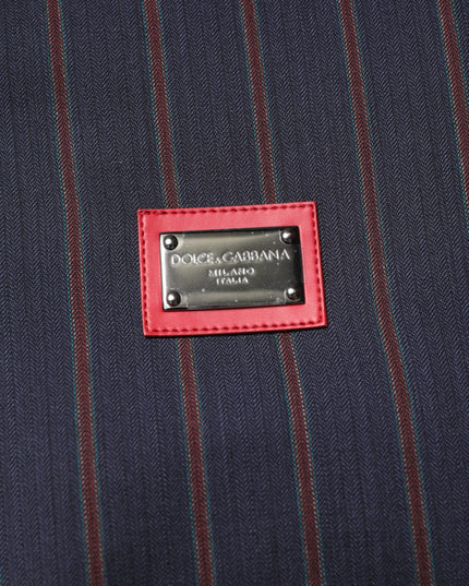Dolce & Gabbana Blue Red Striped Logo Plaque Full Zip Jacket