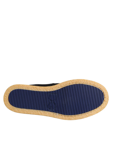 Dolce & Gabbana Black Calf Suede Slip On Ankle Boots Shoes