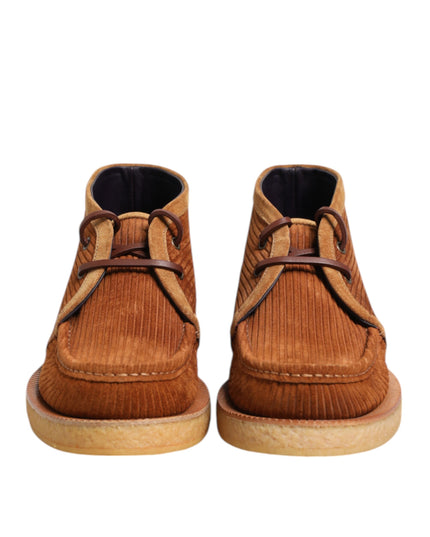 Dolce & Gabbana Brown Suede Nubuck Leather Desert Ankle Boots Shoes