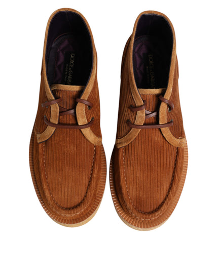 Dolce & Gabbana Brown Suede Nubuck Leather Desert Ankle Boots Shoes