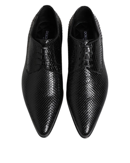 Dolce & Gabbana Black Exotic Leather Lace Up Derby Shoes