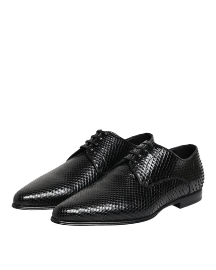 Dolce & Gabbana Black Exotic Leather Lace Up Derby Shoes