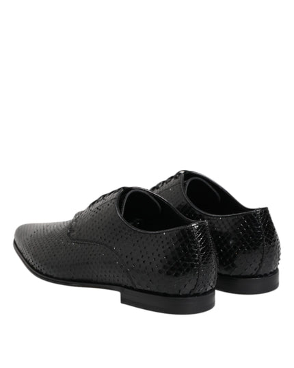 Dolce & Gabbana Black Exotic Leather Lace Up Derby Shoes