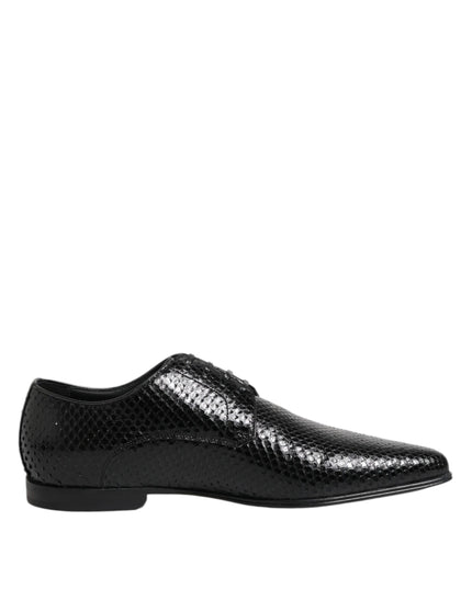 Dolce & Gabbana Black Exotic Leather Lace Up Derby Shoes
