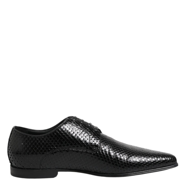 Dolce & Gabbana Black Exotic Leather Lace Up Derby Shoes