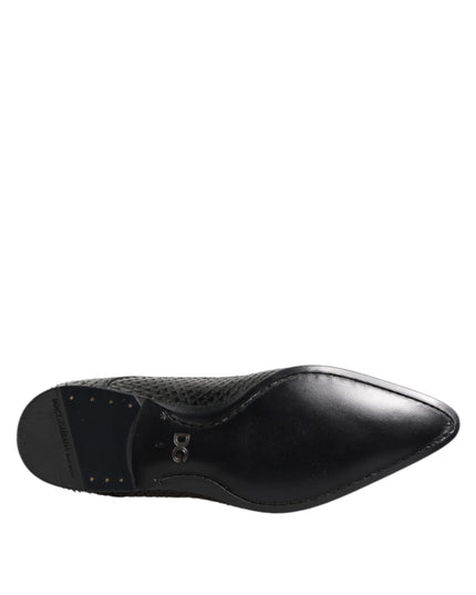 Dolce & Gabbana Black Exotic Leather Lace Up Derby Shoes