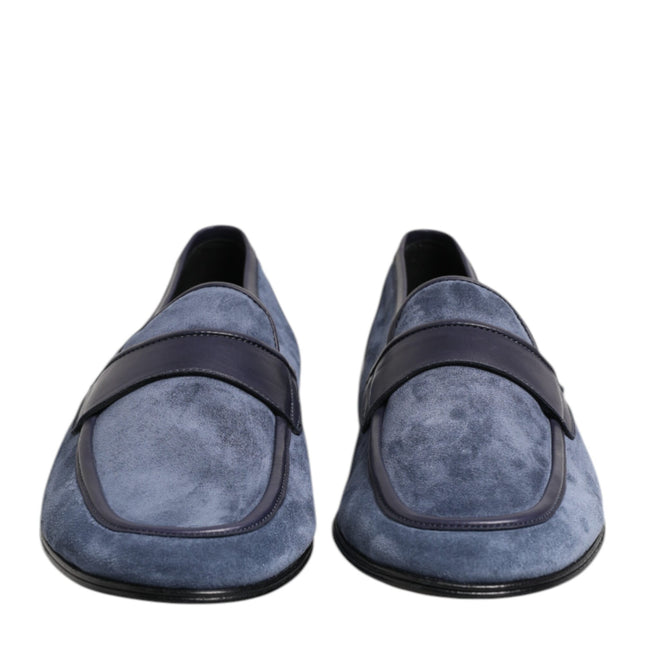 Dolce & Gabbana Blue Suede Leather Loafers Moccasin Shoes