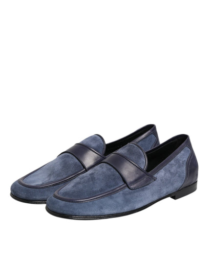 Dolce & Gabbana Blue Suede Leather Loafers Moccasin Shoes