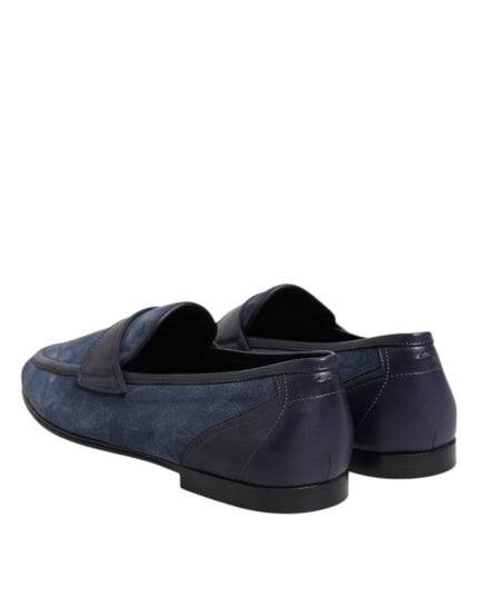 Dolce & Gabbana Blue Suede Leather Loafers Moccasin Shoes