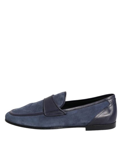 Dolce & Gabbana Blue Suede Leather Loafers Moccasin Shoes
