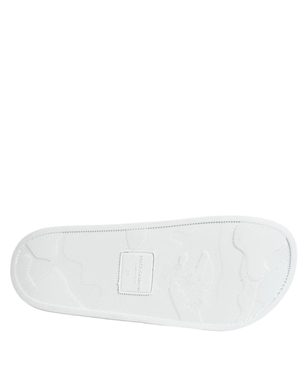 Dolce & Gabbana White Black Leather Sandals Beachwear Shoes