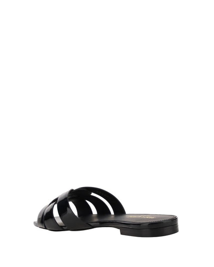 Saint Laurent Black Calf Leather Bos Taurus Sandals