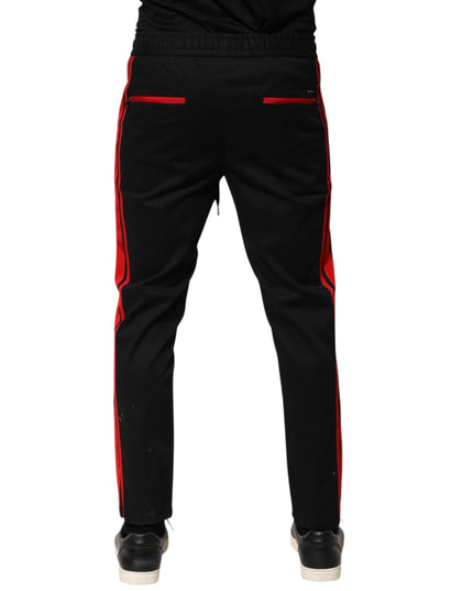 Dolce & Gabbana Red Stripe Cotton Logo Jogger Sweatpants Pants