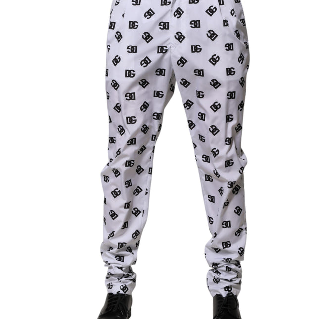 Dolce & Gabbana White Logo Cotton Skinny Denim Trouser Pants