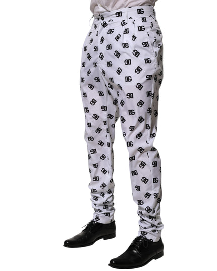 Dolce & Gabbana White Logo Cotton Skinny Denim Trouser Pants