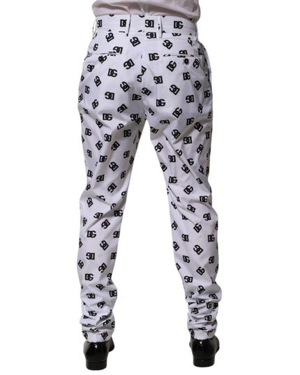 Dolce & Gabbana White Logo Cotton Skinny Denim Trouser Pants