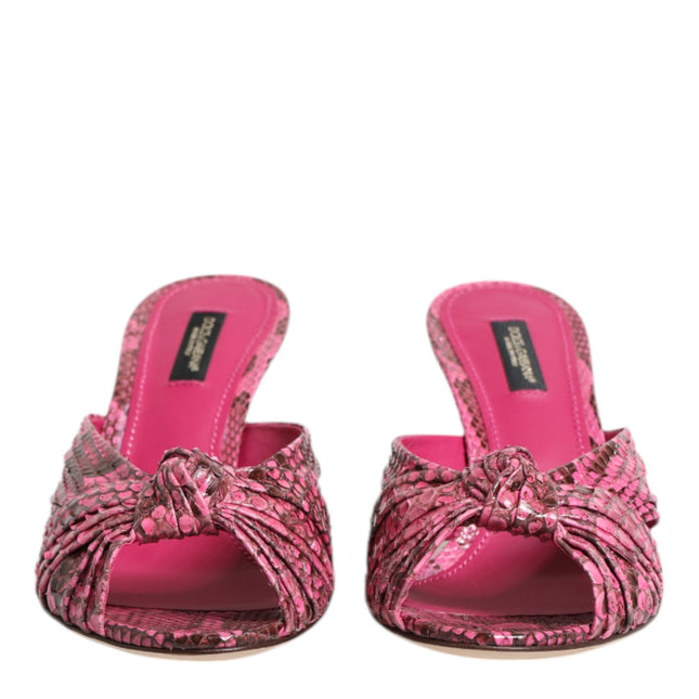 Dolce & Gabbana Pink Leather Heels Slides Sandals Shoes