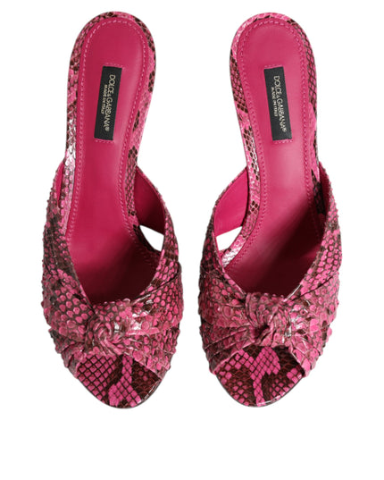 Dolce & Gabbana Pink Leather Heels Slides Sandals Shoes
