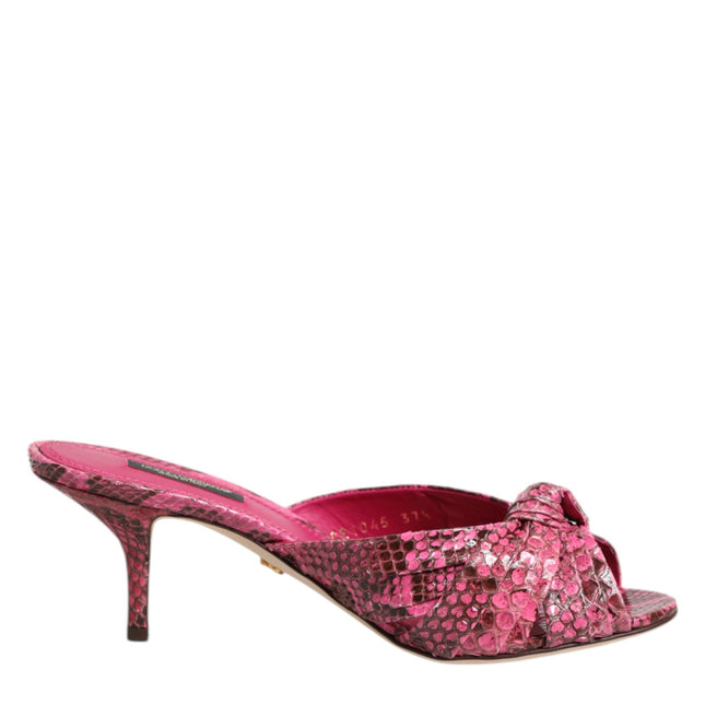 Dolce & Gabbana Pink Leather Heels Slides Sandals Shoes