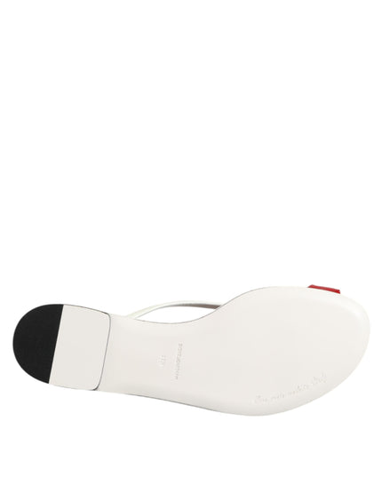 Dolce & Gabbana Red White KEIRA Flower Leather Sandals Shoes