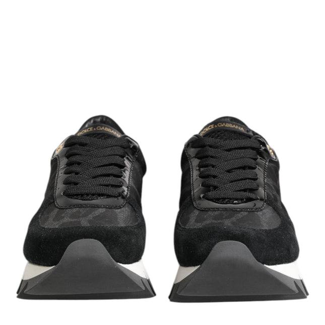 Dolce & Gabbana Black Gray Leopard Low Top Sneakers Shoes