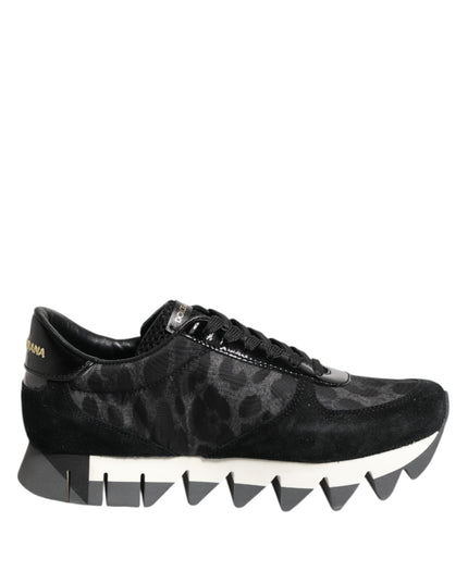 Dolce & Gabbana Black Gray Leopard Low Top Sneakers Shoes