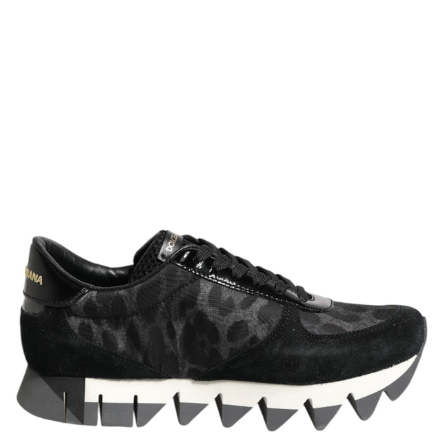 Dolce & Gabbana Black Gray Leopard Low Top Sneakers Shoes
