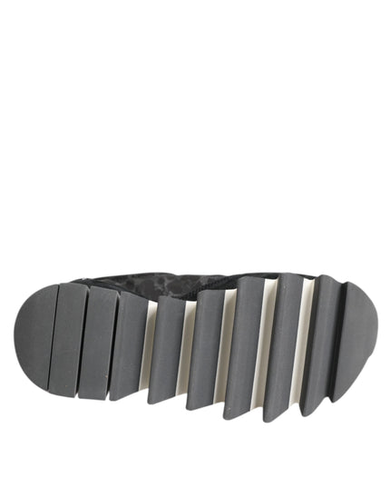 Dolce & Gabbana Black Gray Leopard Low Top Sneakers Shoes