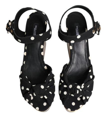Dolce & Gabbana Multicolor Fish Polka Dot Wedge Sandals Shoes