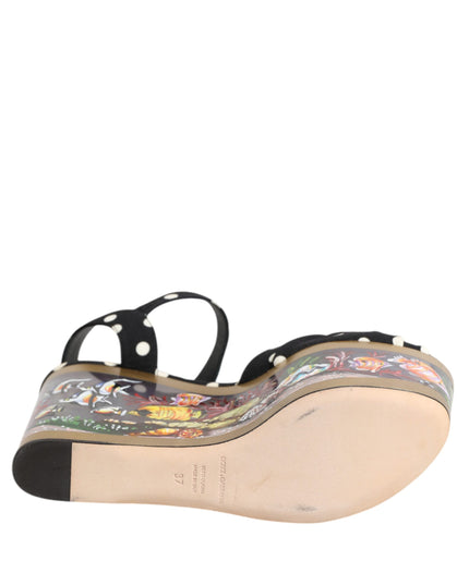 Dolce & Gabbana Multicolor Fish Polka Dot Wedge Sandals Shoes