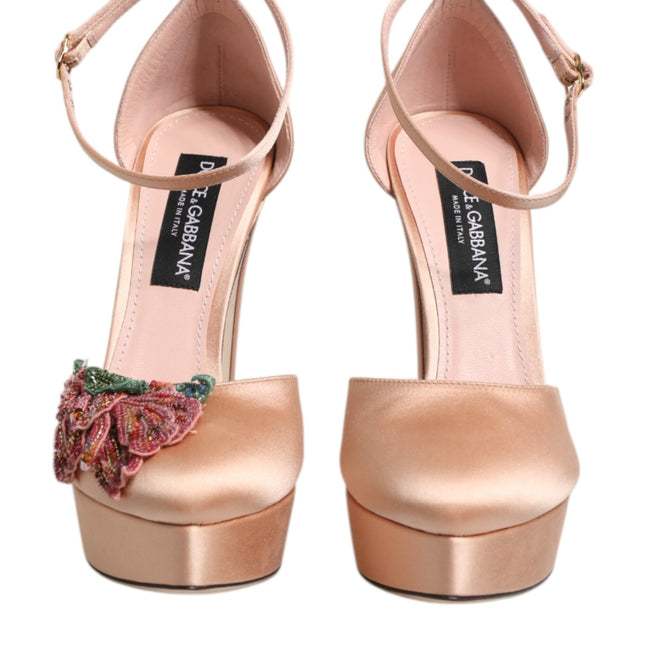 Dolce & Gabbana Pink Block Heels Ankle Strap Sandals Shoes