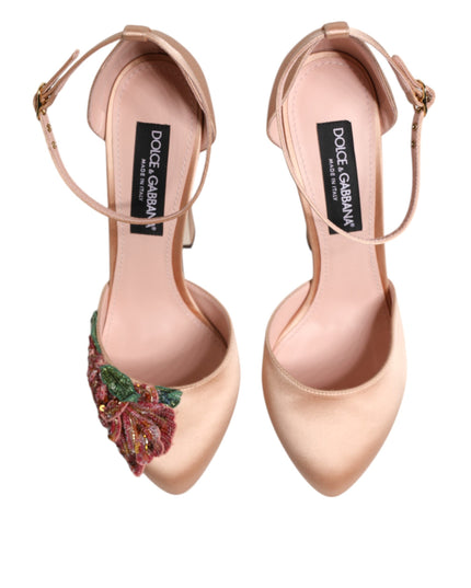 Dolce & Gabbana Pink Block Heels Ankle Strap Sandals Shoes