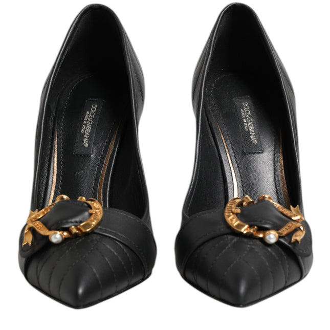 Dolce & Gabbana Black Devotion Leather Heels Pumps Shoes