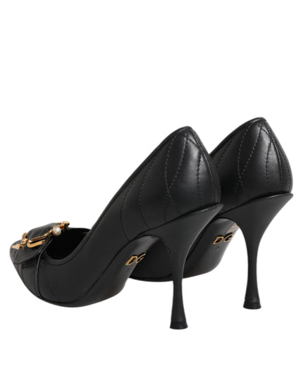 Dolce & Gabbana Black Devotion Leather Heels Pumps Shoes