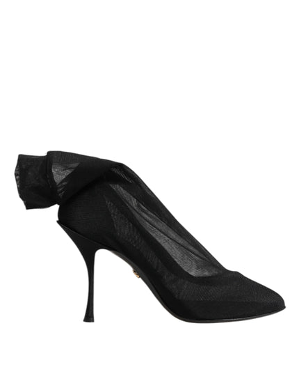 Dolce & Gabbana Black Silk Stretch Mesh Sock Boots Shoes